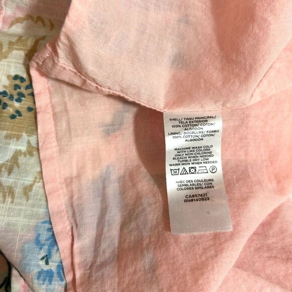 Loft 100% Cotton Pink Floral Peplum Lace Puff Sleeve Top Size XS Cottagecore - Picture 11 of 13